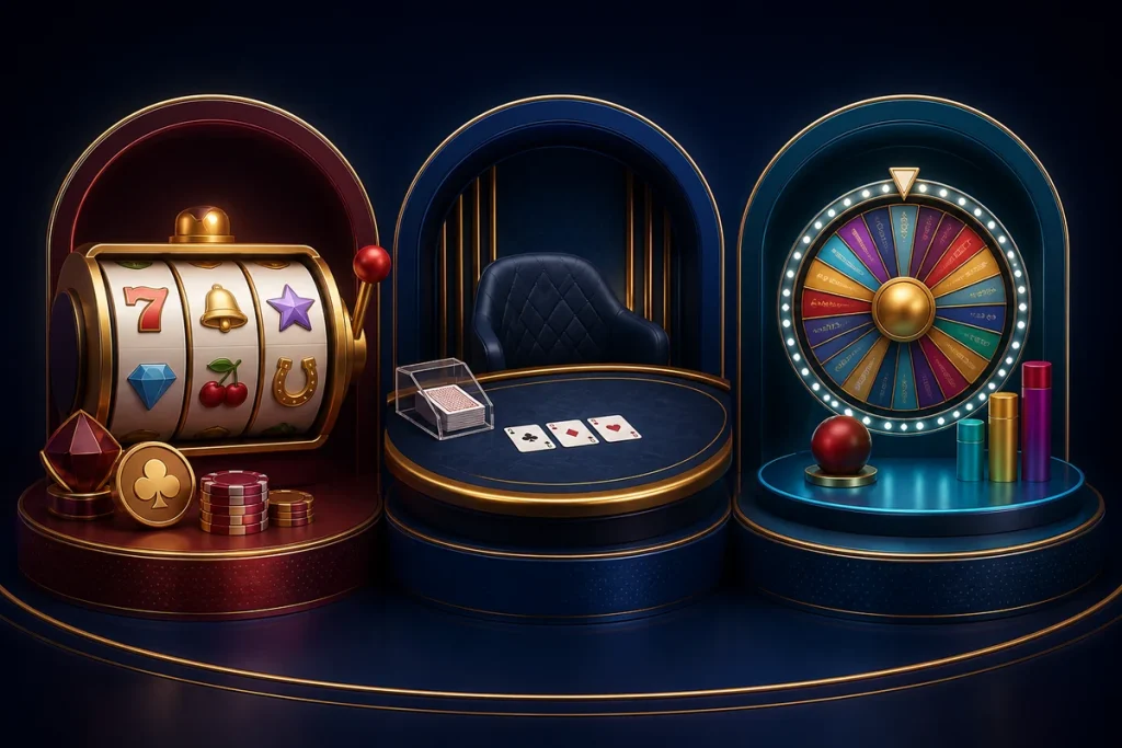 Slot, canlı casino ve TV oyunu kategorileri