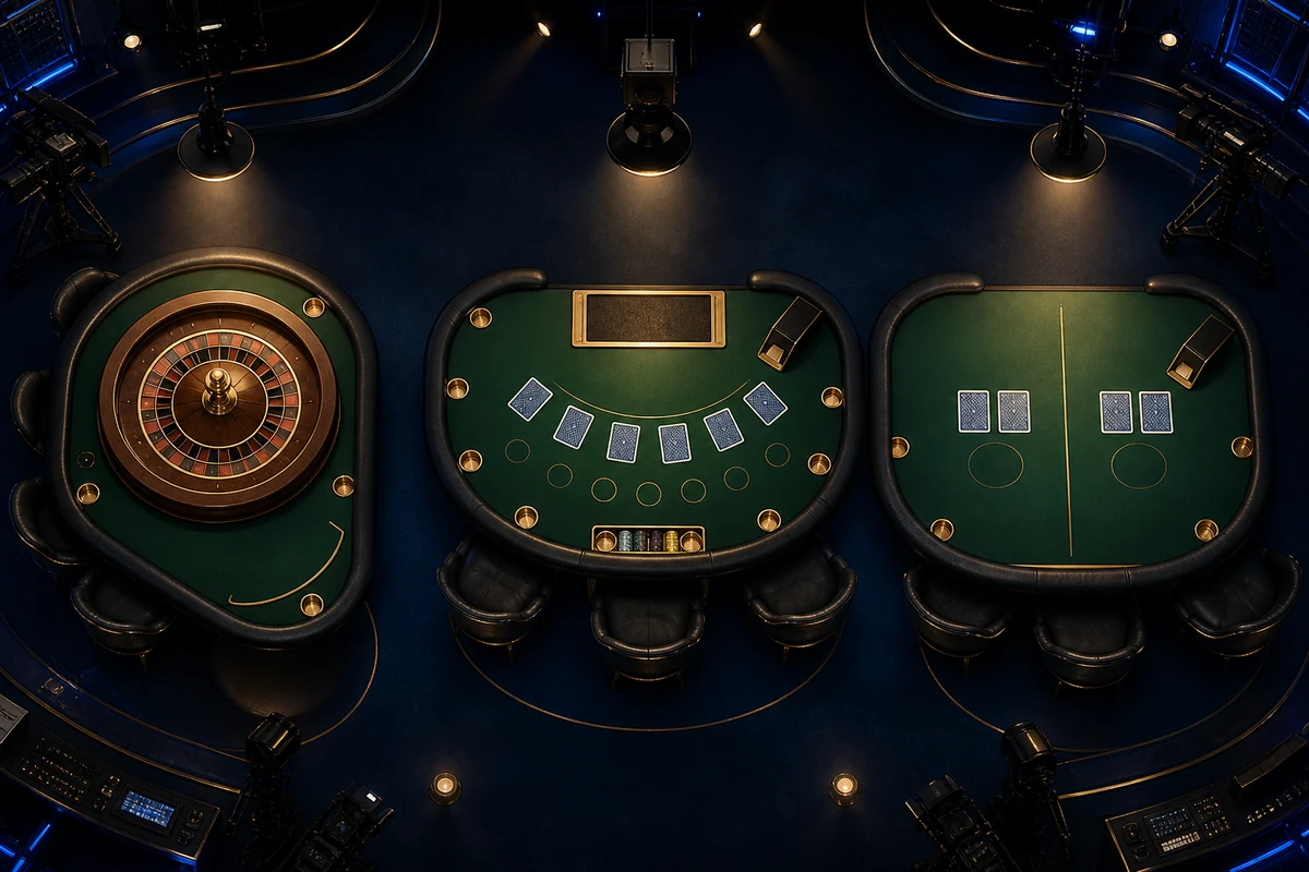 Rulet, blackjack ve baccarat canlı casino masalarının karşılaştırması