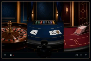 Rulet, blackjack ve baccarat canlı masa seçenekleri